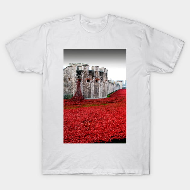 Tower of London Red Poppy Poppies T-Shirt by AndyEvansPhotos